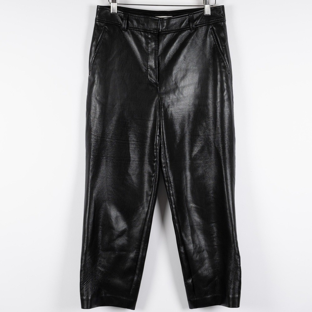 Aritzia Babaton Command Cropped Vegan Leather Pants Black Size 6‎